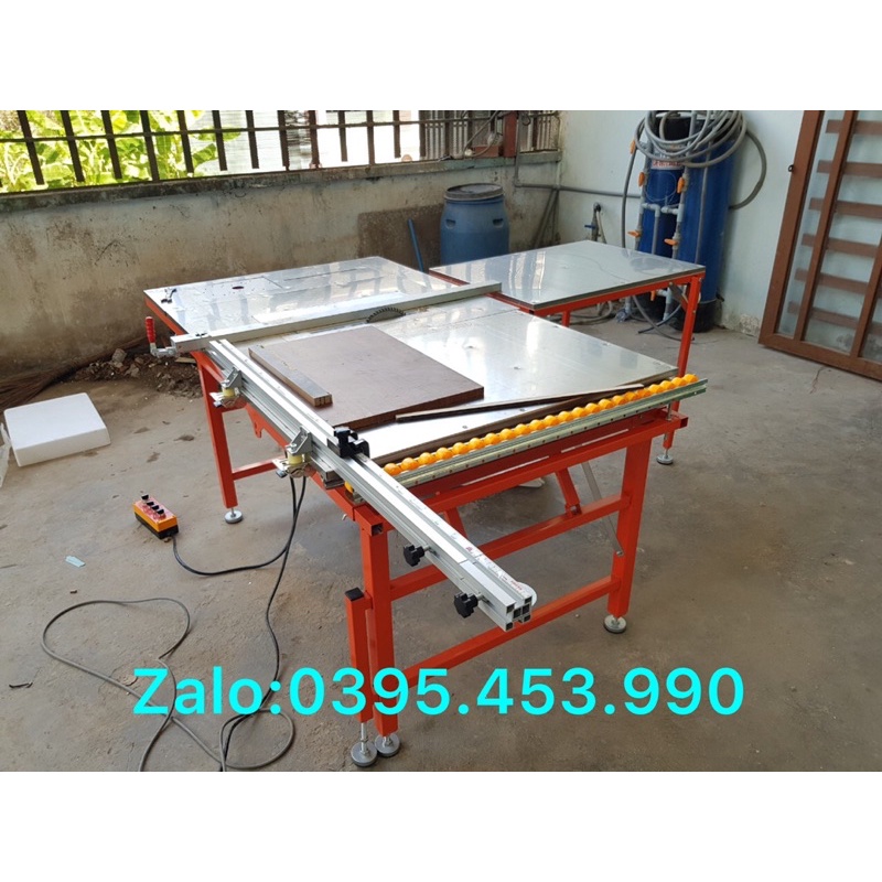Cưa bàn trượt mini nâng hạ điện