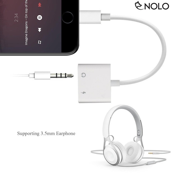 Cáp chuyển đổi tai nghe iP dẹt sang tai tròn 3.5mm. Jack chuyển tai nghe 2in1 FULL CHỨC NĂNG kết nối Bluetooth