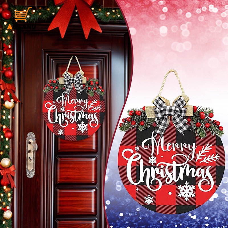 1 Dây Treo Trang Trí Giáng Sinh Bằng Gỗ Phối Vải Bố Và Nơ Xinh Xắn