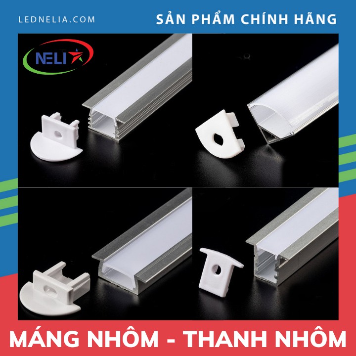 Máng nhôm - Thanh nhôm định hình dành cho led dây lắp tủ bếp, tủ quần áo, kệ trưng bày