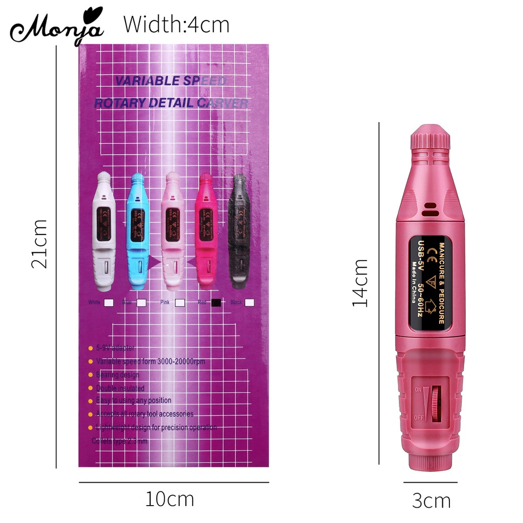 Bộ máy mài móng tay Monja 20000 Rpm sạc cổng Usb chất lượng cao