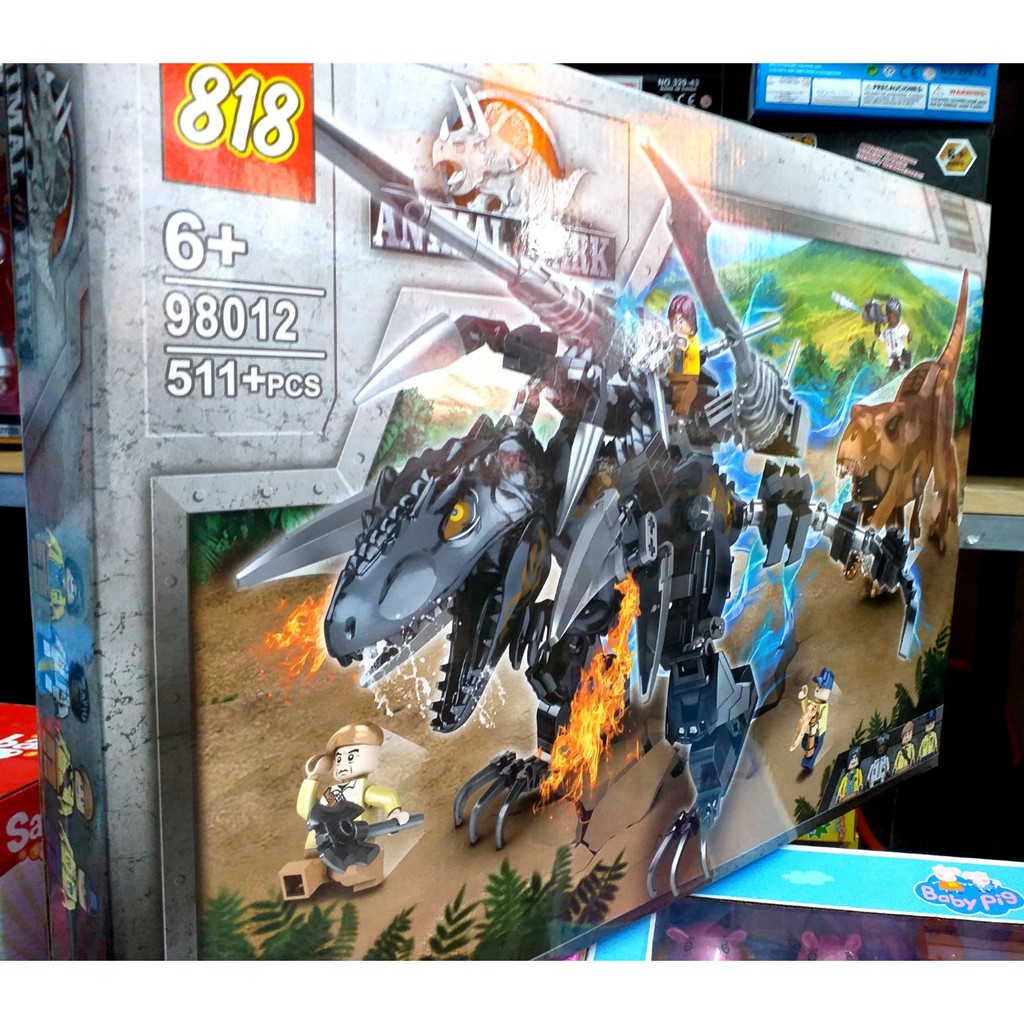 Lắp Ráp xếp hình Lego Jurassic World Dinosaur 98012 : Khủng long bạo chúa t rex sát thủ chiến đấu hiện đại 511+ mảnh