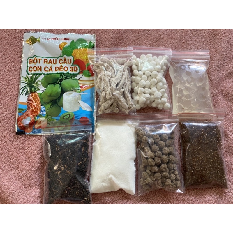 (Sale sốc) Set trà thái, trà sữa full 5 loại topping nấu 1-1,5 và 2-3L nươc/ ống hút / trân châu