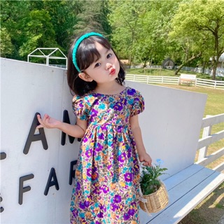 VÁY HOA TÍM ĐAN DÂY LƯNG BÉ GÁI