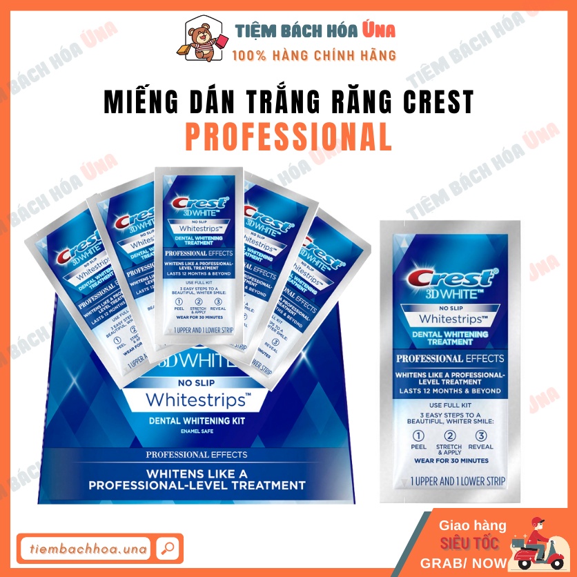 Miếng dán trắng răng Crest 3D White (Professional Effects/ Glamorous/1 Hour/ Supreme Flexfit