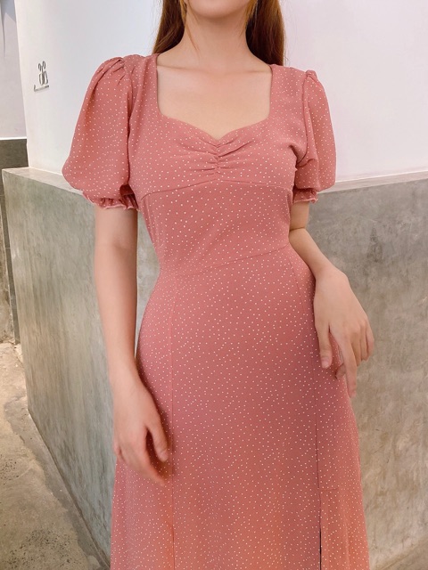 ĐẦM TAY BỒNG CHẤM BI HỒNG NHÍU NGỰC