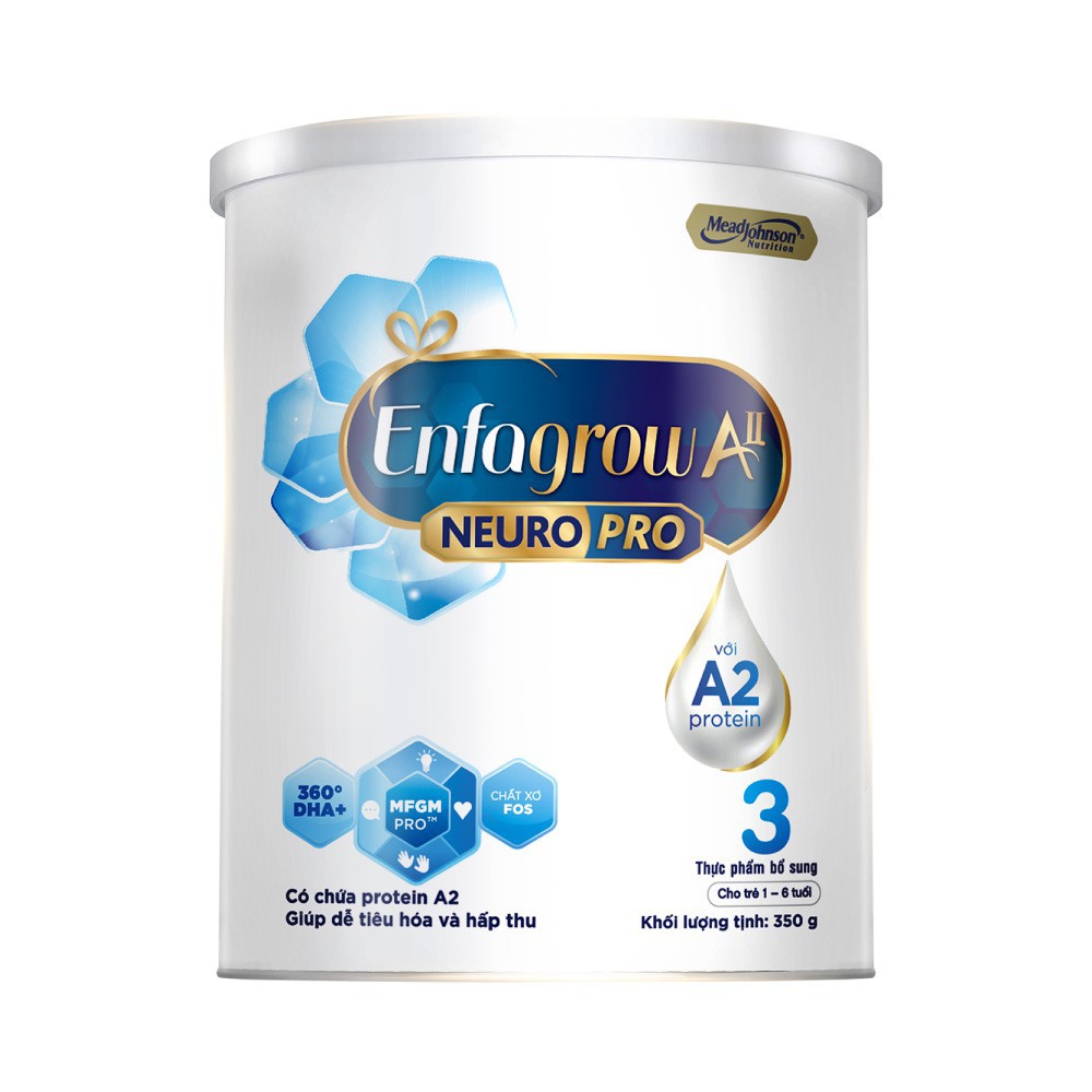 Sữa Bột Enfagrow A2 Neuro Pro 3 - Lon 350 Gram - Cho bé 1 -6 tuổi - HSD Luôn Mới-Tặng chai nước rửa tay Dettol