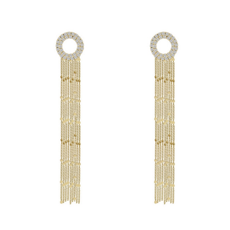 Bông Tai Hình Học Dáng Dài Đính Kim Cương Nhân Tạo Toàn Diện Phong Cách Hàn Quốc