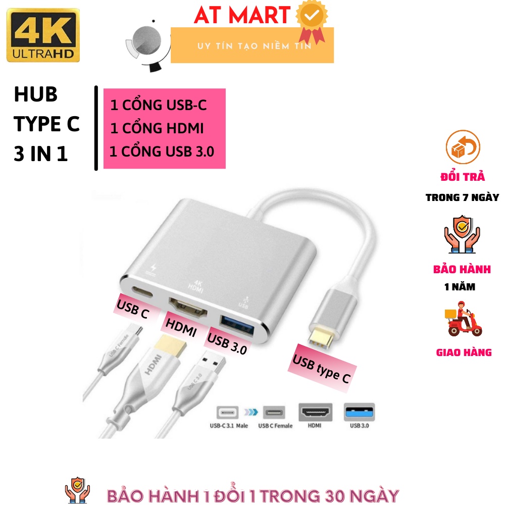 [BẢO HÀNH 1 ĐỔI 1 ] CÁP SAMSUNG DEX , USB C ADAPTER 3 IN 1 , HỖ TRỢ XUẤT HÌNH ẢNH ĐIỆN THOẠI LÊN TIVI