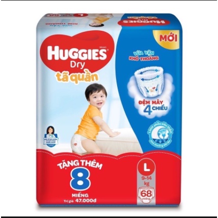 Tã quần Hucgies M74,L68,XL62,XXL56(cộng miếng)