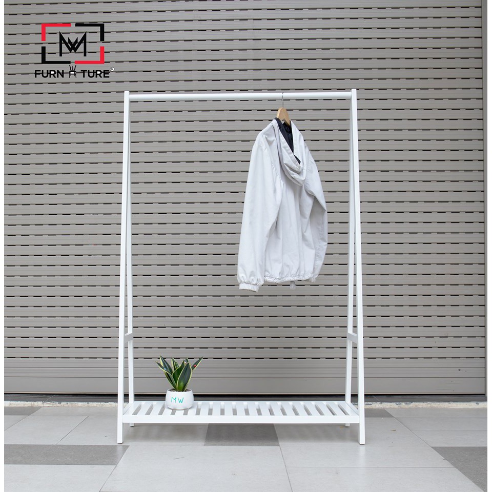 Giá treo quần áo chữ a lắp ráp 1 tầng size ngang 1 mét màu trắng thương hiệu MW FURNITURE - Nội thất căn hộ