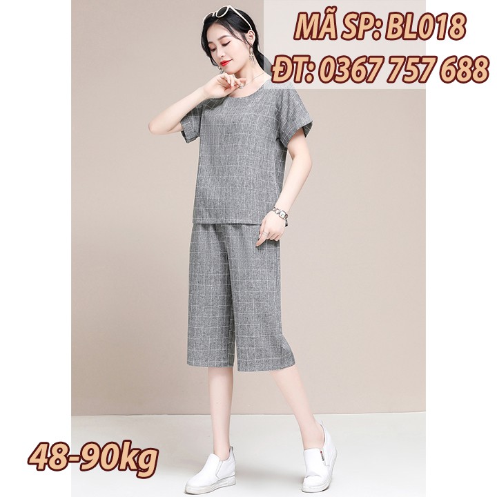 [CÓ SẴN] [CÓ SẴN] Đồ bộ ống rộng linen form rộng 90KG cho mẹ trung niên U50 u60 bigsize giá rẻ đẹp