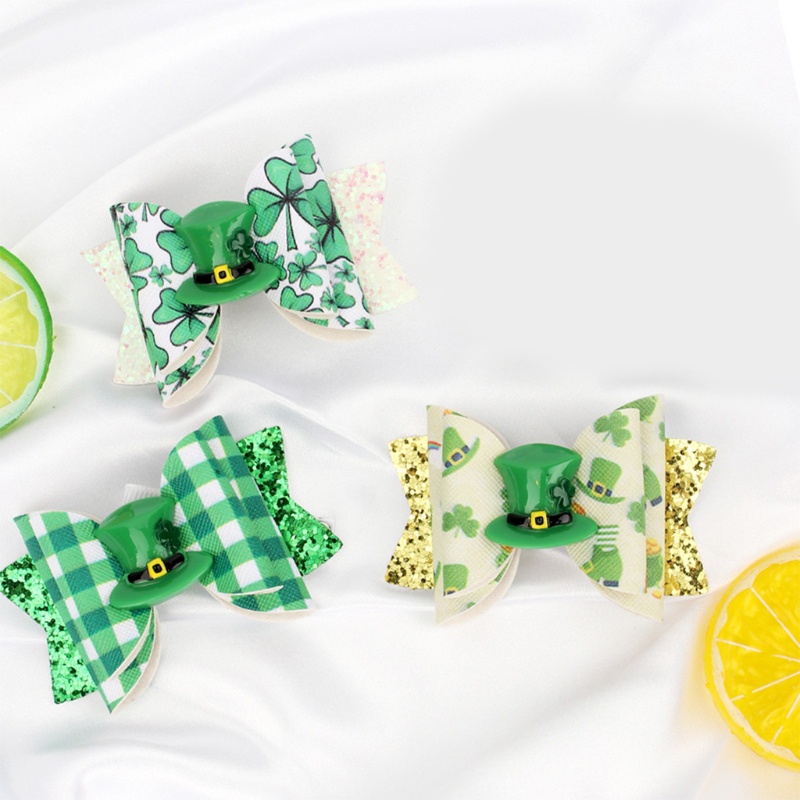 Kẹp Tóc Nơ Bằng Da Đính Kim Tuyến Lấp Lánh Thời Trang