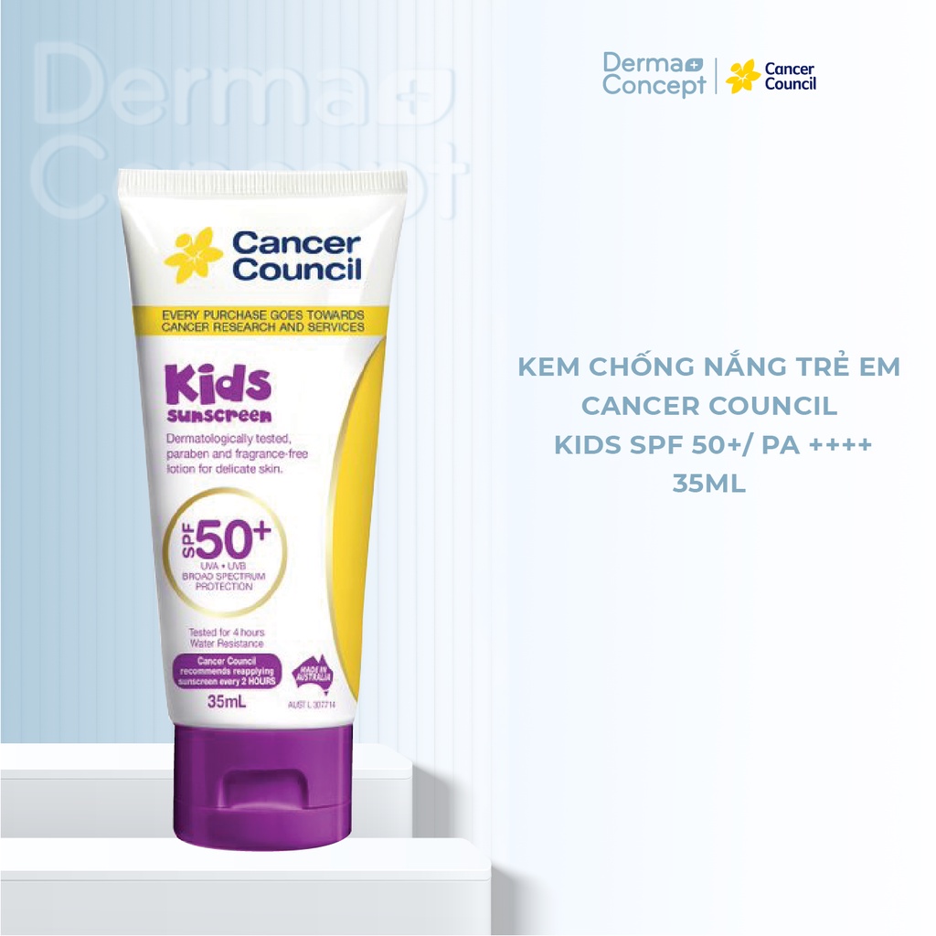 Kem chống nắng Trẻ em Cancer Council Kids SPF 50+/ PA ++++ 35ml/ 75ml/ 110ml/ 200ml