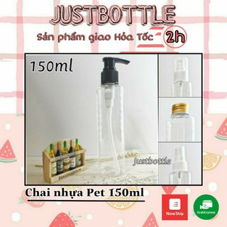 Chai nhựa pet 150ml Nắp vặn, phun sương, vòi sữa tắm chốt gài & vòi sữa tắm khoen