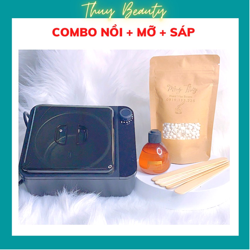 Combo Waxing nồi wax chống dính ⚡FREESHIP +  + QUE⚡ triệt lông body an toàn tại nhà, không đau, dễ thực hiện