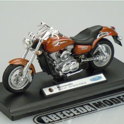 Xe Mô Hình Moto Kawasaki Vulcan 1500 Mean Streak Tỉ Lệ 1:18 - Welly- Nâu - 8837b