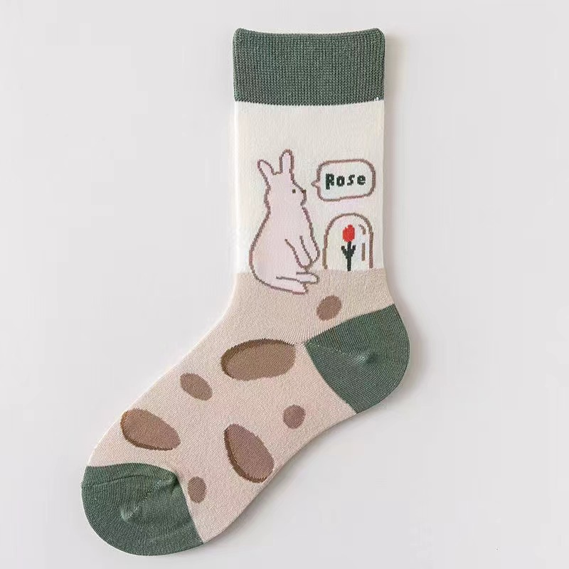 Vớ Cổ Vừa In Họa Tiết Thỏ Dễ Thương Phong Cách Hàn Quốc Thời Trang Mùa Thu Cho Nữ