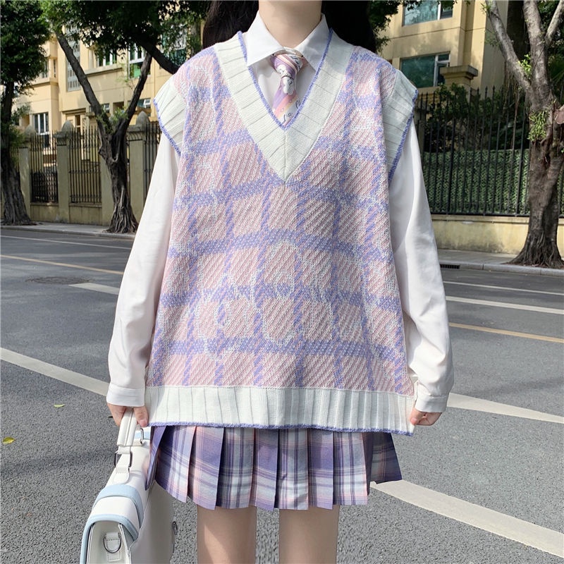 Set áo len không tay và áo sơ mi phong cách trẻ trung hợp thời trang (có bán lẻ)