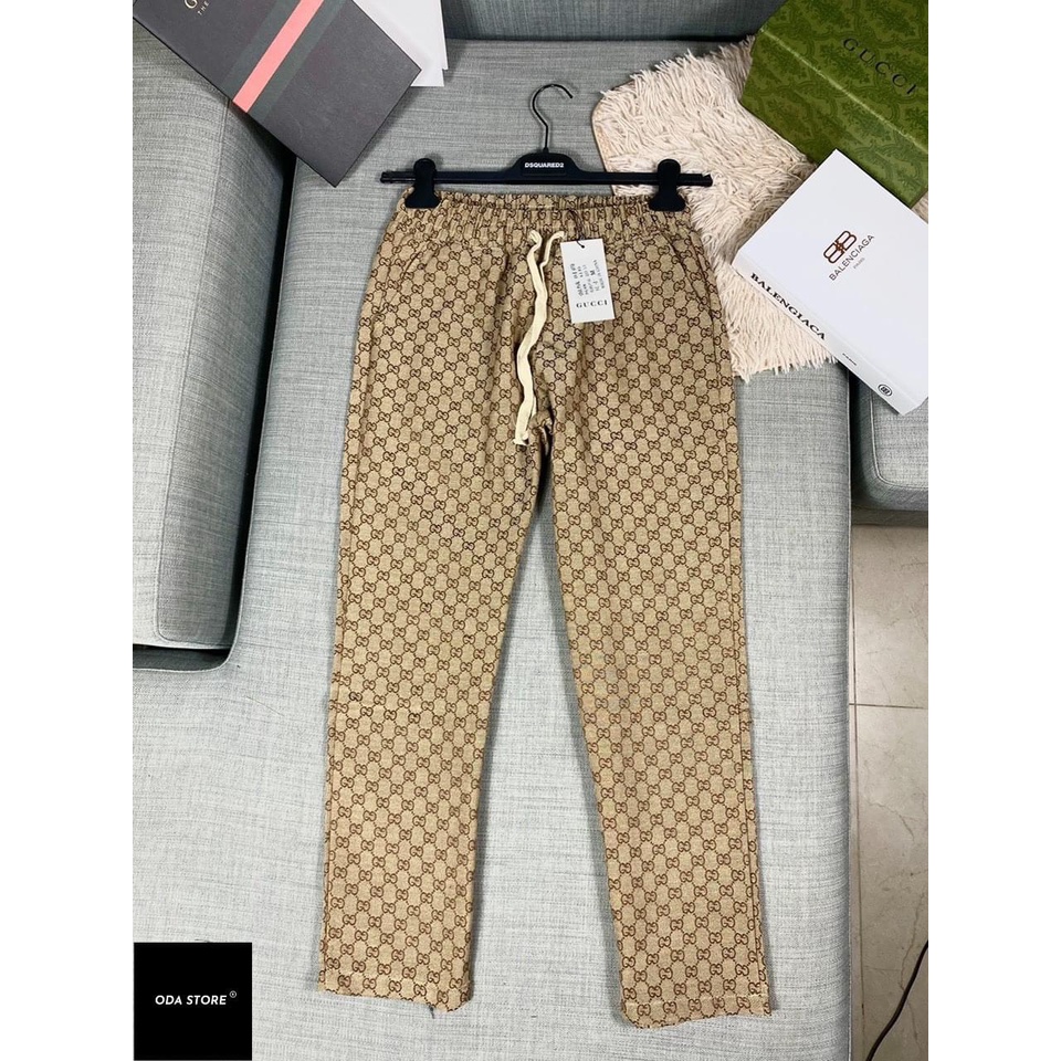 Quần dài nam - quần dài thể thao ống xuông vân GG,BB,DR chất liệu thô hình cao cấp