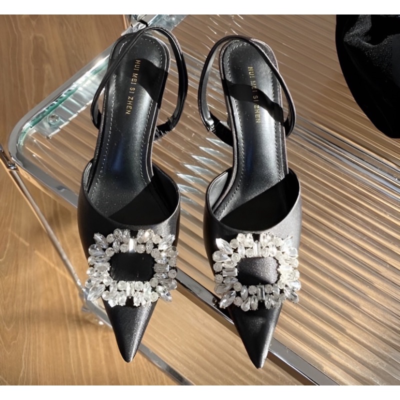 [NHẬP CHIDEP10K GIẢM 10K] Giày cao gót nữ bít mũi đính đá 7 phân, sandal cao gót đính đá 7 phân mã CD63