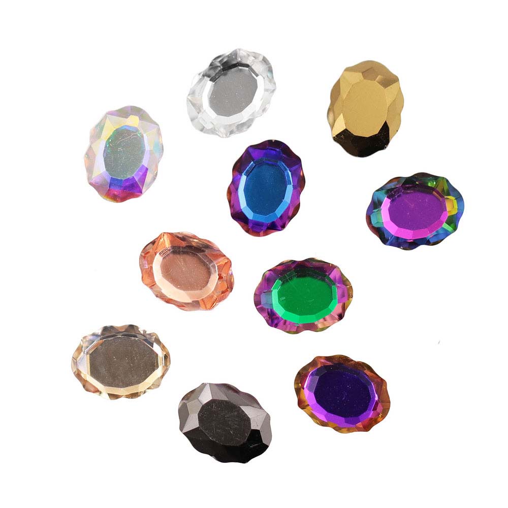 Bộ 10 Phụ Kiện Đính Trang Trí Móng Tay Mặt Kính Hình Oval 3D Sáng Bóng