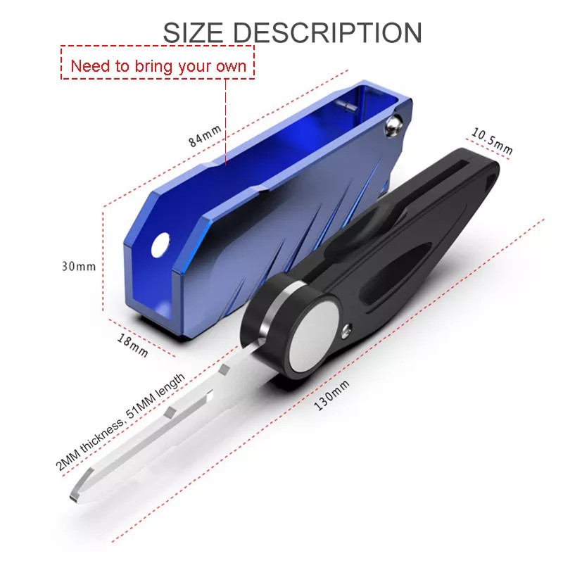 Móc Chìa Khóa Xe Máy Gấp Gọn, Phụ Kiện Xe Máy Bàn Phím Tăng Cường Bên Phải Chìa Khóa Phôi Trống Tự Động Bật_123CLICKVN