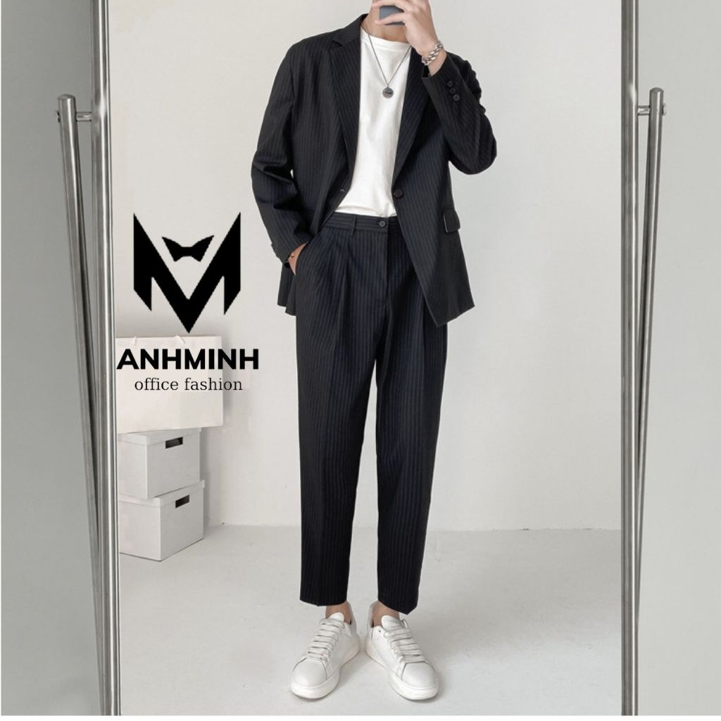 Set Blazer Nam Quần âu nam ANHMINH bộ vest nam gồm áo vest và quần âu lịch lãm sang trọng thời trang Hàn Quốc