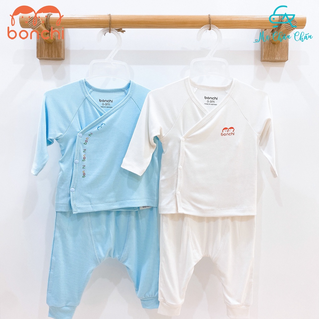Bộ Quần Áo Sơ Sinh Cài Lệch Dài Bonchi (Size 0-3 Tháng đến 6-12 Tháng)