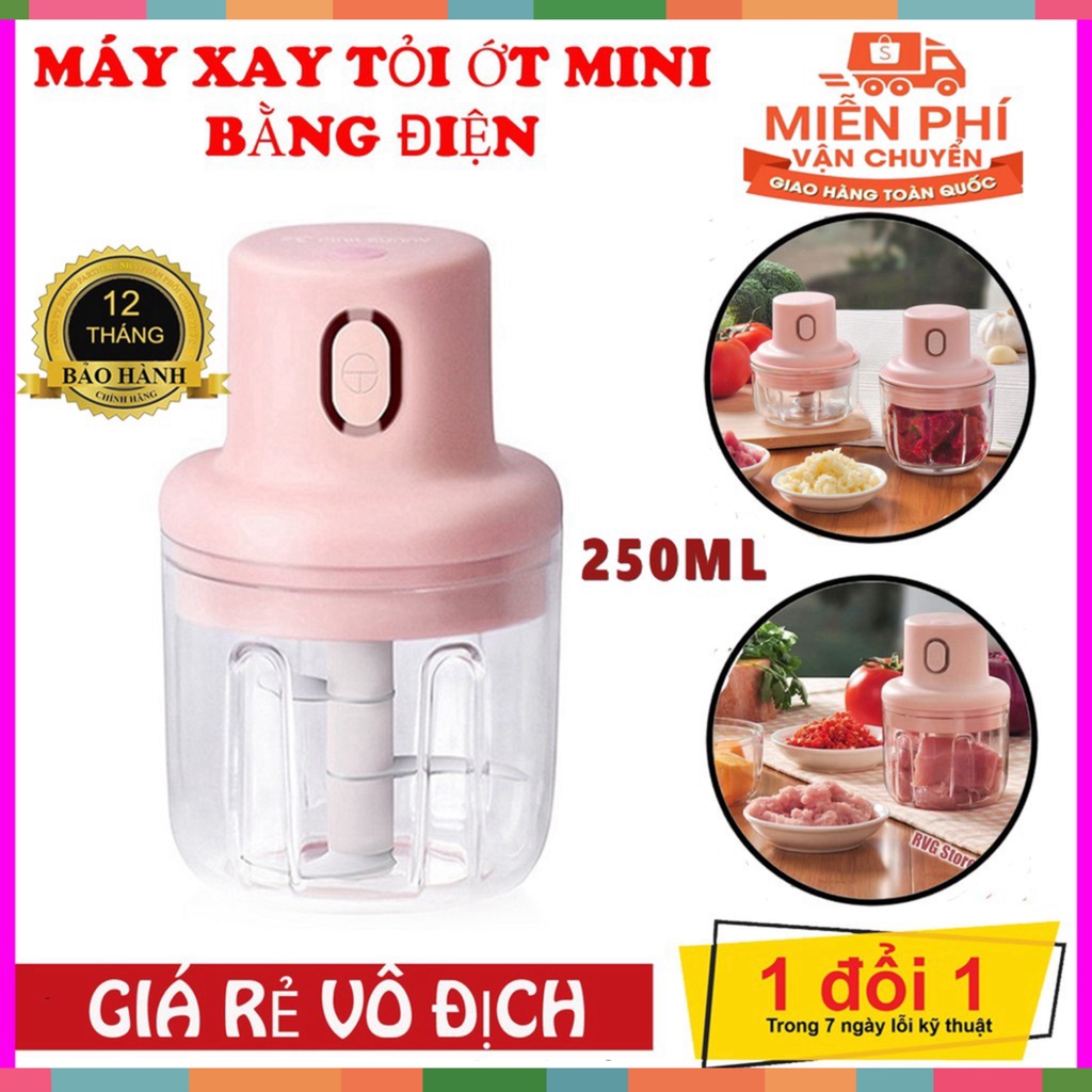 Máy Xay Mini Cầm Tay 250 ml - Máy Xay Đa Năng Sạc Điện, Có Cổng Sạc Usb - Xay Tỏi, Ớt, Hành (Hàng Loại 1)