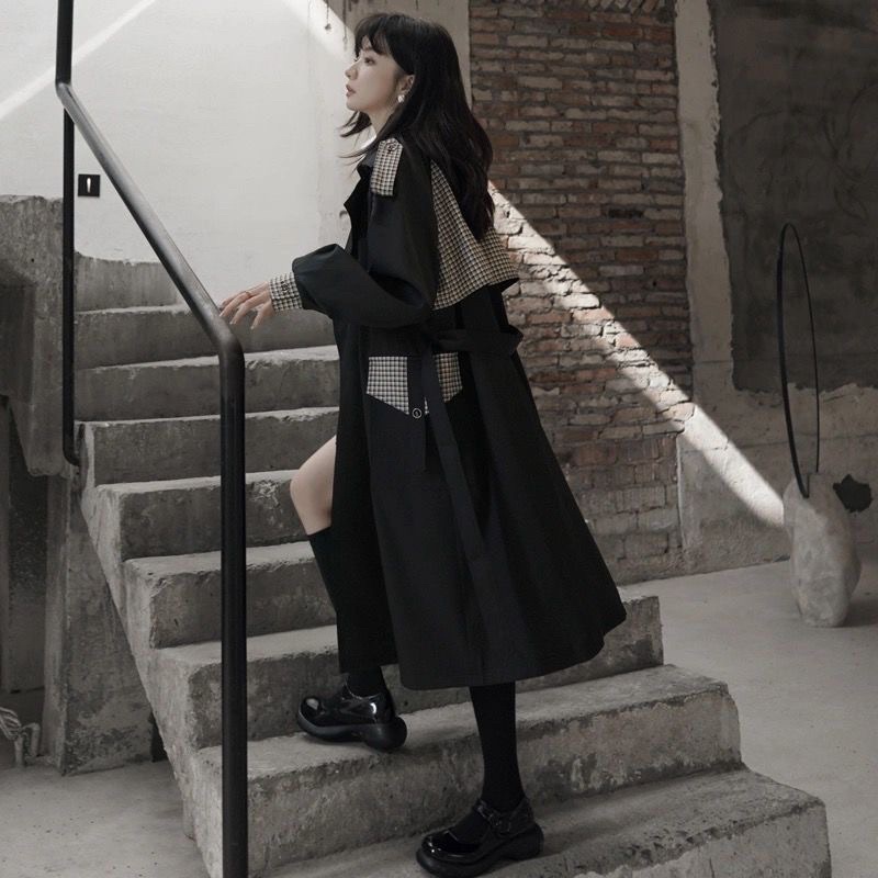 (ORDER ) Áo Mangto Dáng Dài Phối Caro | BigBuy360 - bigbuy360.vn