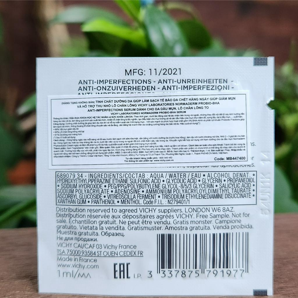 Vichy Tinh Chất Làm Dịu Da Và Giảm Mụn Normaderm Serum Probio BHA – AHA 1m