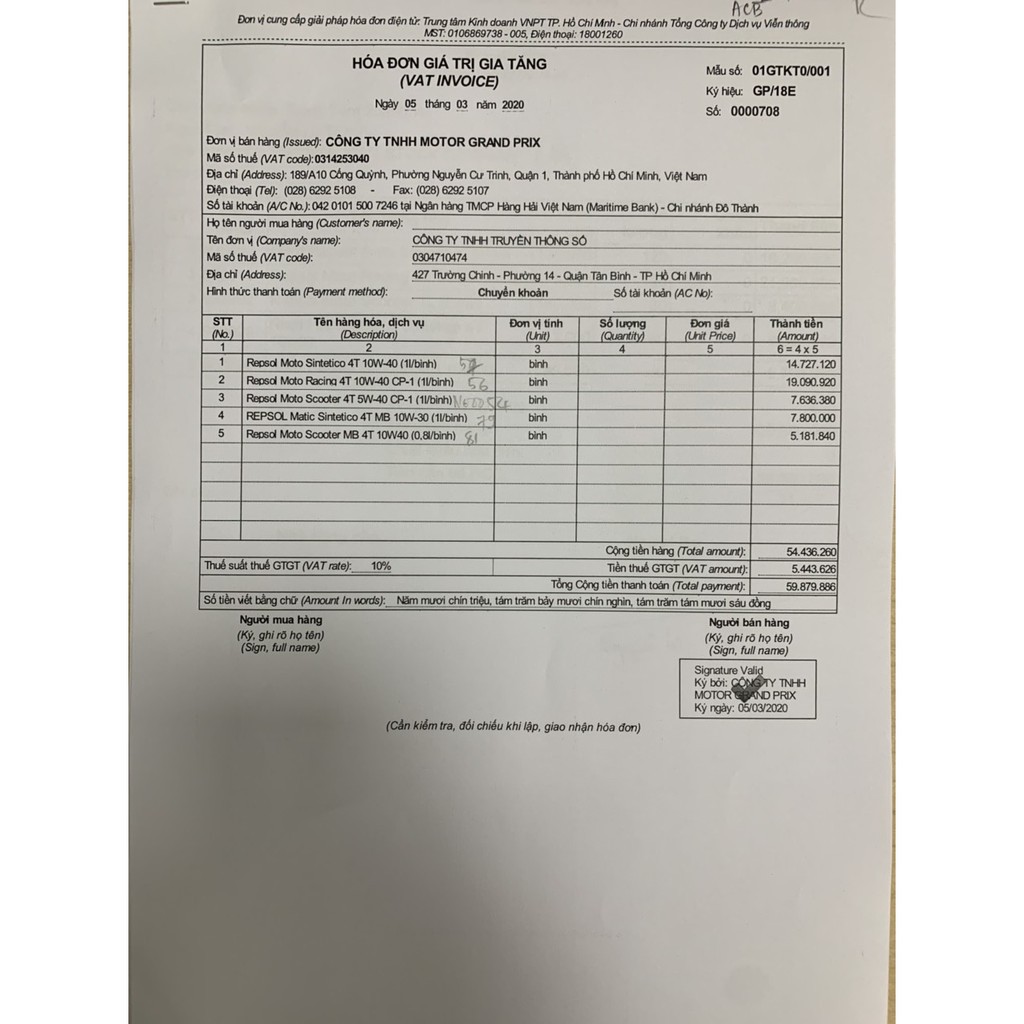 Nhớt Repsol Racing 10W40 chai 1L hoặc 1L1, 1L2, 1L3