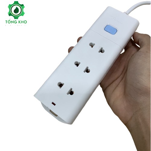 Ổ cắm điện Gongniu 3 ổ 1 công tắc dây dài 3m, 5m công suất 2500W/10A - Tổng kho kim khí điện nước