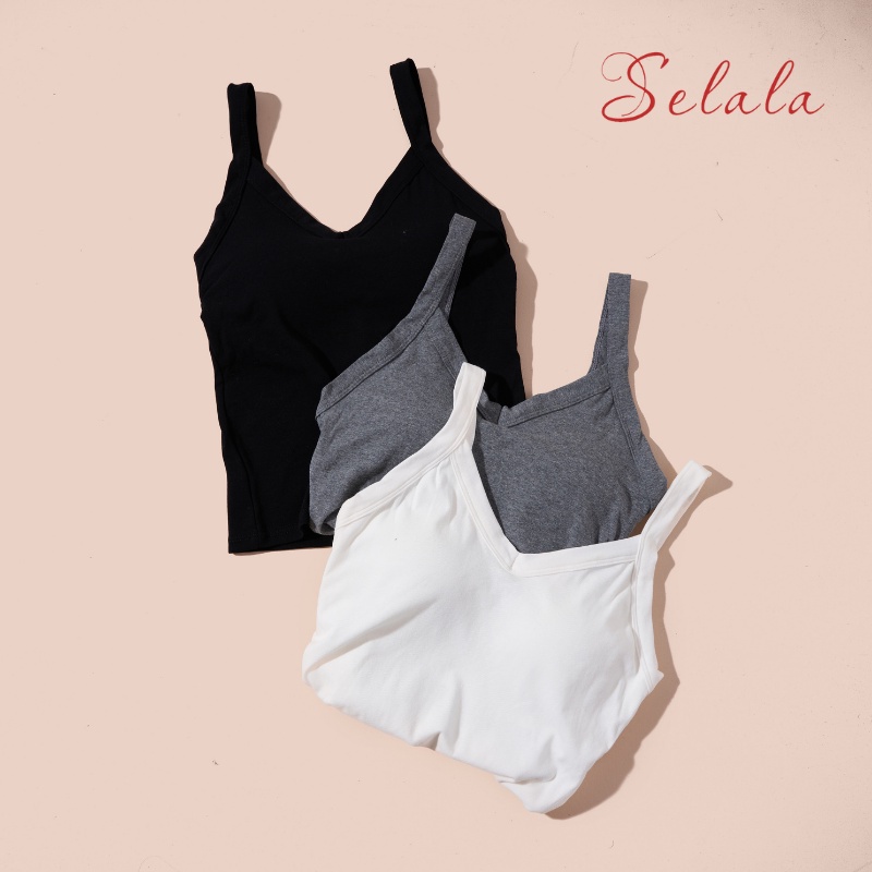 Áo 2 Dây Selala Dáng Ôm Đệm Mỏng Co Giãn Tốt Phối Đồ Cực Dễ 2D21