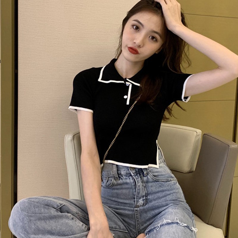 Áo Croptop Dệt Kim Tay Ngắn Thời Trang Mùa Hè Cho Phái Nữ | BigBuy360 - bigbuy360.vn