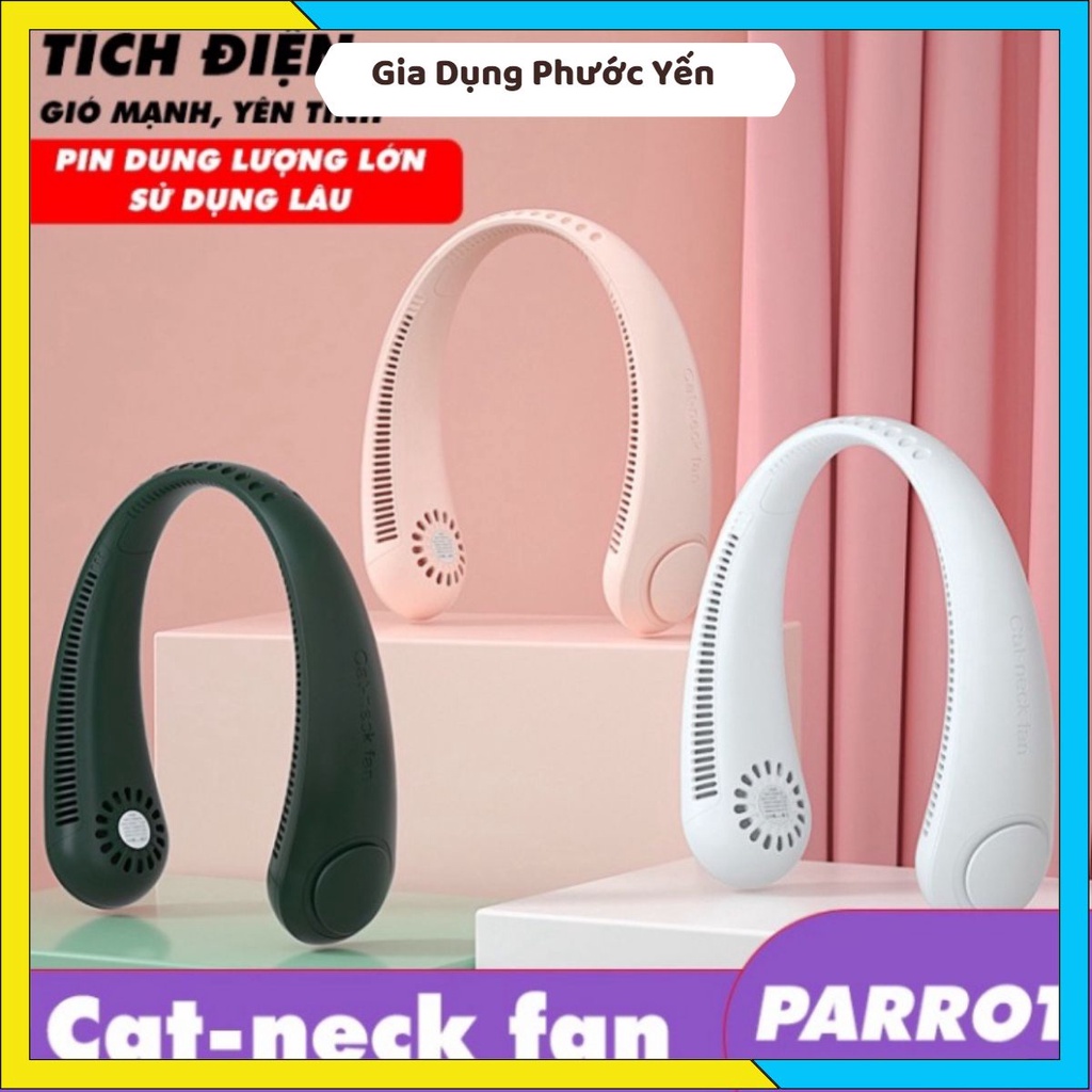 Quạt đeo quàng cổ mini không cánh thổi 360 độ có 3 chế độ gió , Dáng Thể Thao - Quạt tích điện mini pin sạc