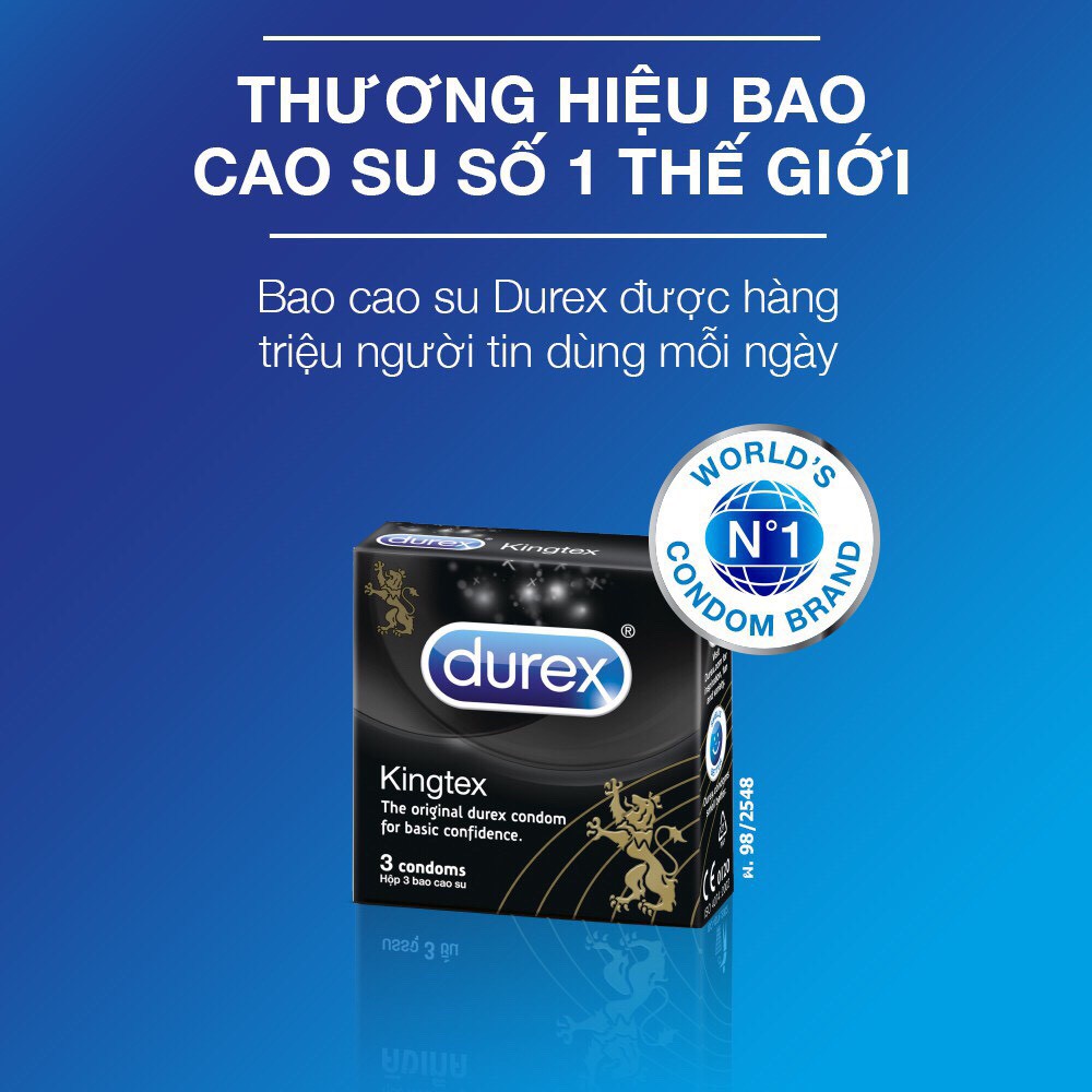 Bộ 4 bao cao su Durex Kingtex 3 bao/hộp