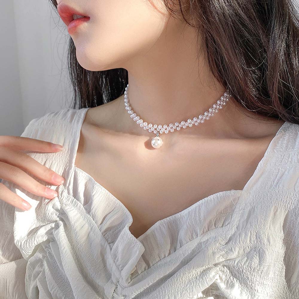 vòng cổ Hợp Kim Đính Ngọc Trai Nhân Tạo Thời Trang Cho Nữ