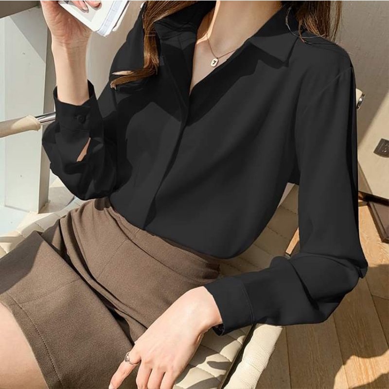 Áo Sơ Mi Nữ Lụa Dài Tay thời trang unisex ullzzang trẻ trung