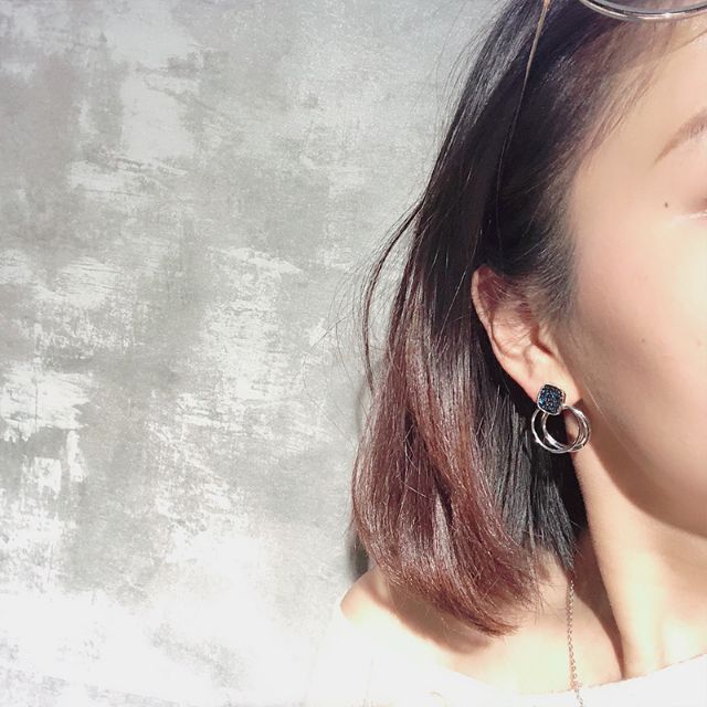 Hoa tai pha lê xanh ngọt ngào bạc 925