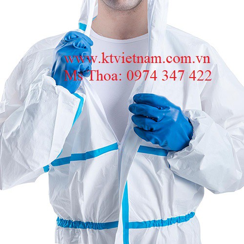 Bộ áo liền quần chống hoá chất, phòng dịch KT2000Pro ép seam xanh + MẠNG CHE MẶT + KHẨU TRANG 3m 8210