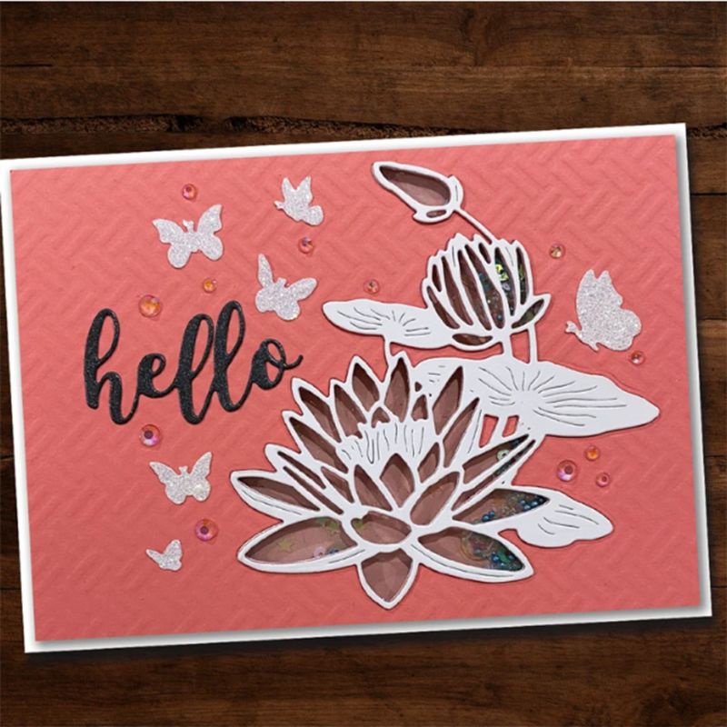 Khuôn cắt giấy làm từ kim loại hình hoa sen trang trí Scrapbook