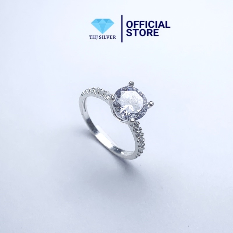 Nhẫn nữ đá chủ 8ly sáng đẹp chuẩn bạc ta