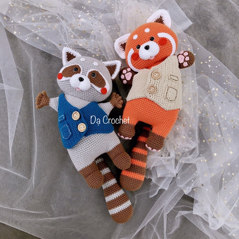 Gấu Mèo Nhồi Bông Làm Bằng Len Cao Cấp An Toàn Cho Bé  - Thú Bông Len Handmade Đan Móc Bằng Thủ Công Bằng Tay