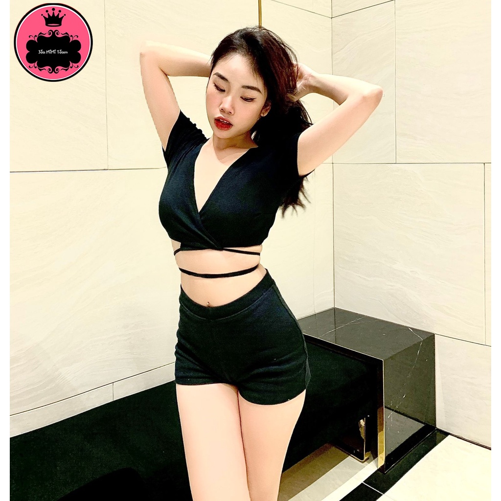 Áo Croptop Khoét Ngực Sexy Cột Dây Bigsize 38-65Kg "ÁO CỔ V" | BigBuy360 - bigbuy360.vn