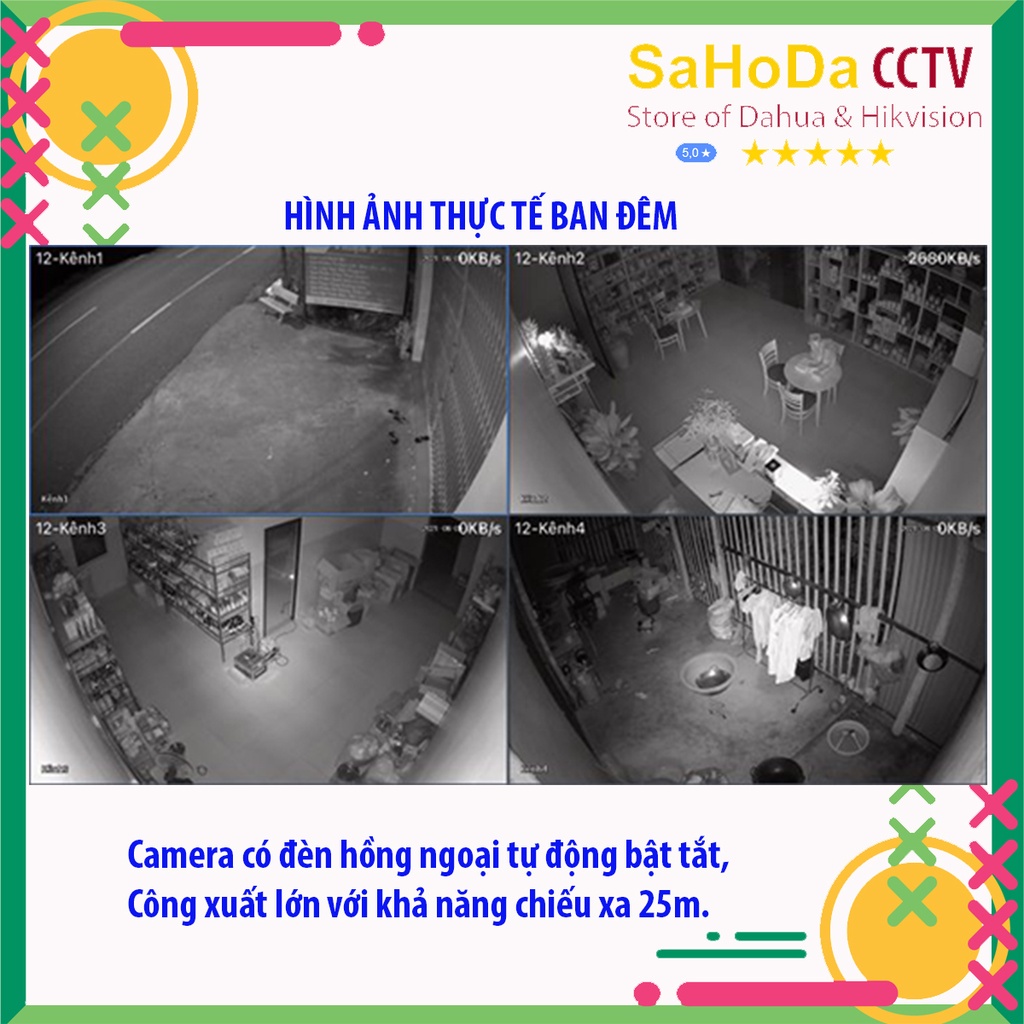 Trọn bộ camera DAHUA, Bộ camera DAHUA từ 1 tới 4 mắt  chính hãng đầy đủ phụ kiện lắp đặt