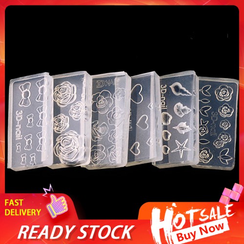 [Hàng mới về] Bộ 6 Khuôn Trang Trí Móng Tay 3d Diy Xinh Xắn