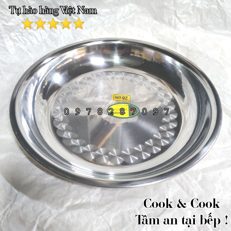 [Chính Hãng] khay tròn inox, mâm tròn inox đủ size 20, 22, 24, 26, 28, 30 cm đựng hoa quả, thực phẩm... Vietcook