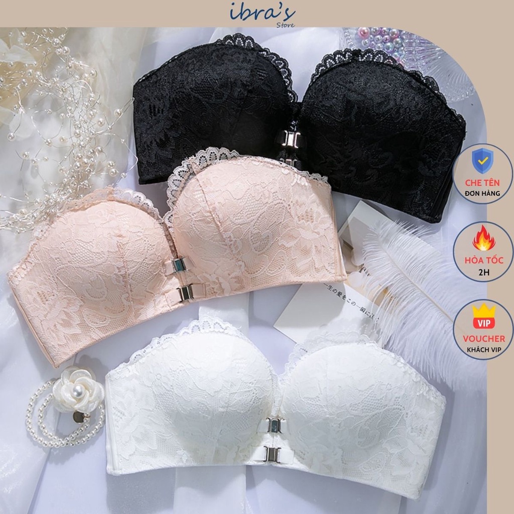 Áo Nâng Ngực Không Dây iBRA's Tạo Khe Sexy Chống Tuột Áo Lót Không dây cài trước nam châm cao cấp viền Ren gợi cảm A24